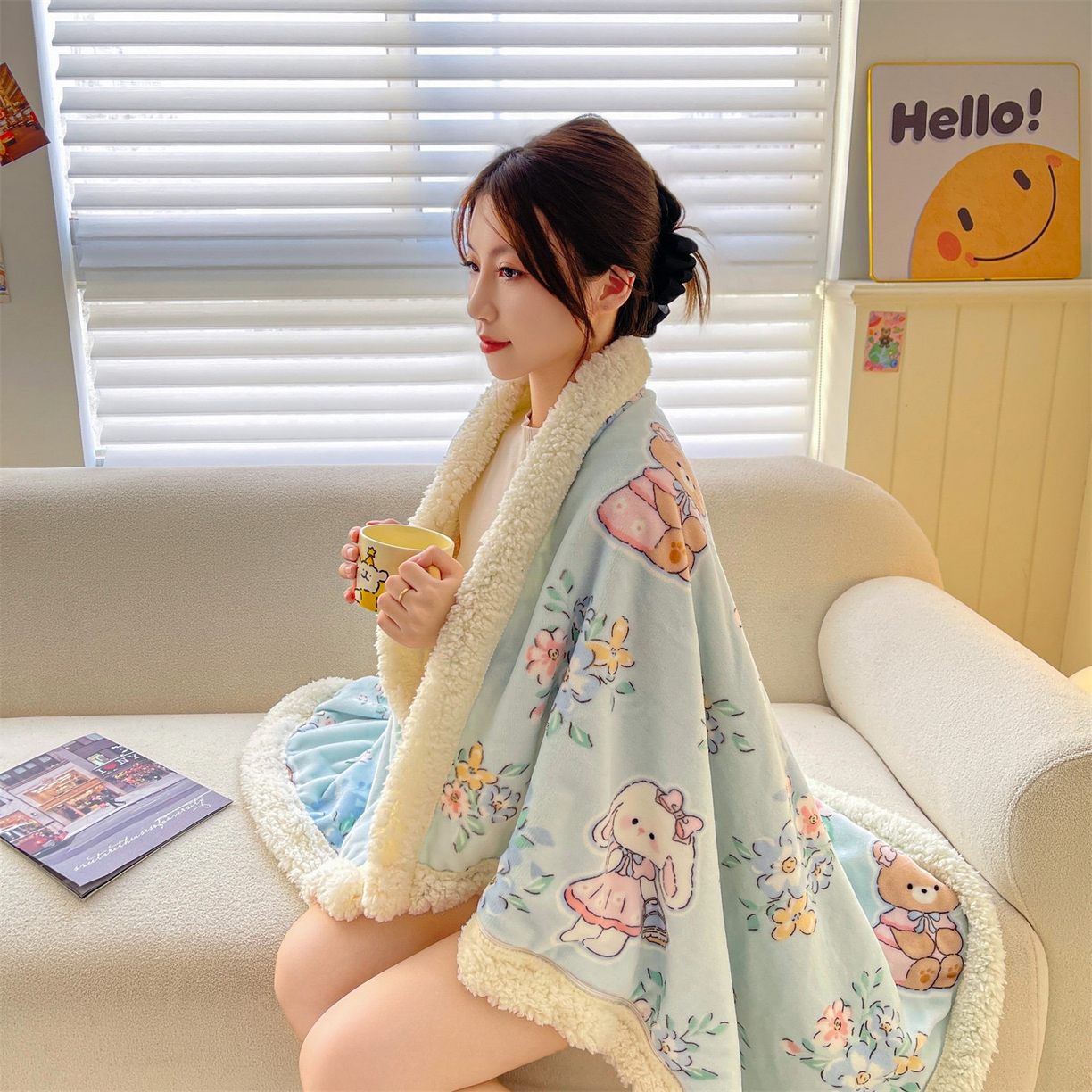 91家纺网 家纺一手货源 找家纺 （总）雯豆家纺 2025新款双面暖绒多功能被套毯盖毯毯子