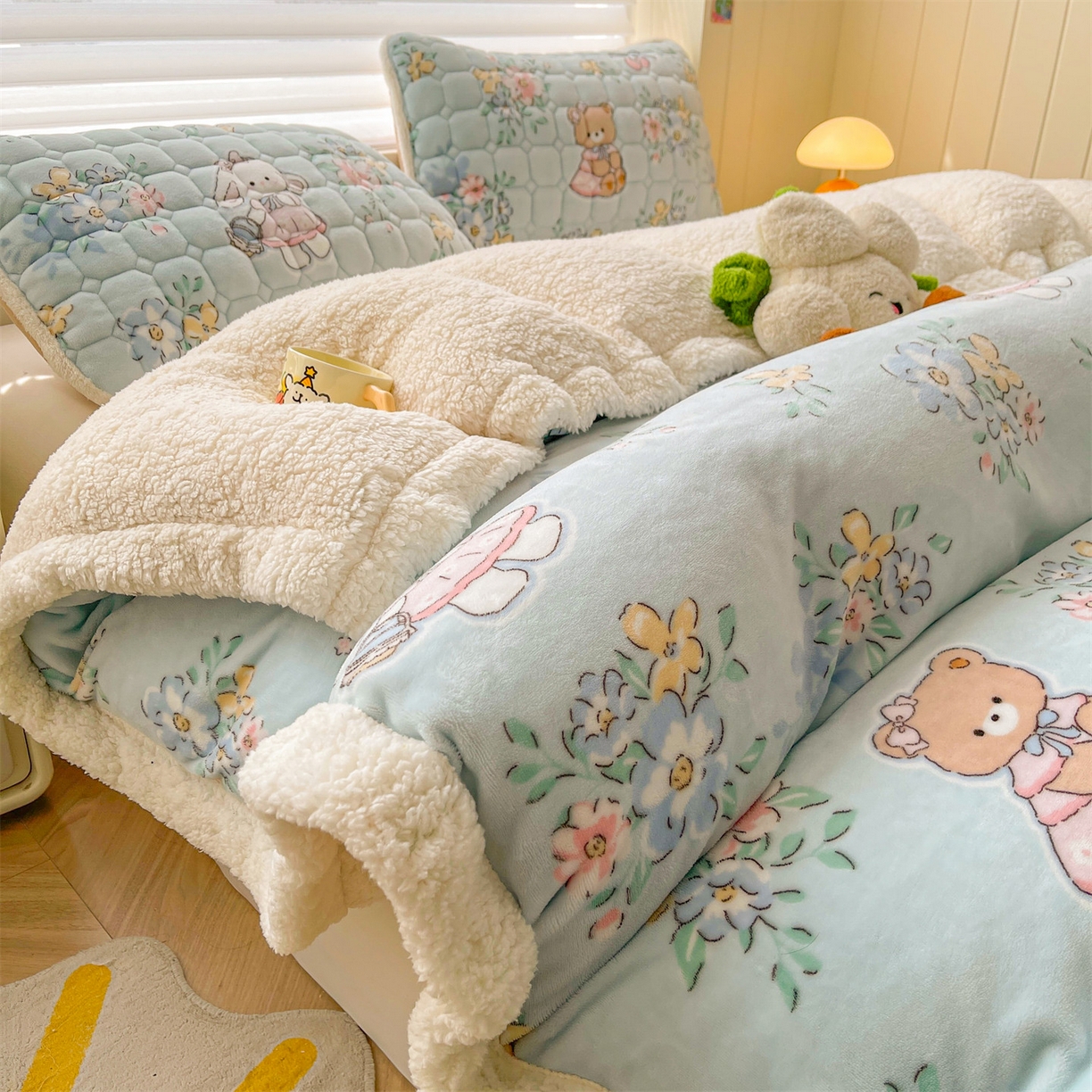 91家纺网 家纺一手货源 找家纺 （总）雯豆家纺 2025新款双面暖绒多功能被套毯盖毯毯子