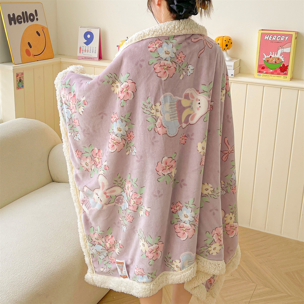 91家纺网 家纺一手货源 找家纺 （总）雯豆家纺 2025新款双面暖绒多功能被套毯盖毯毯子