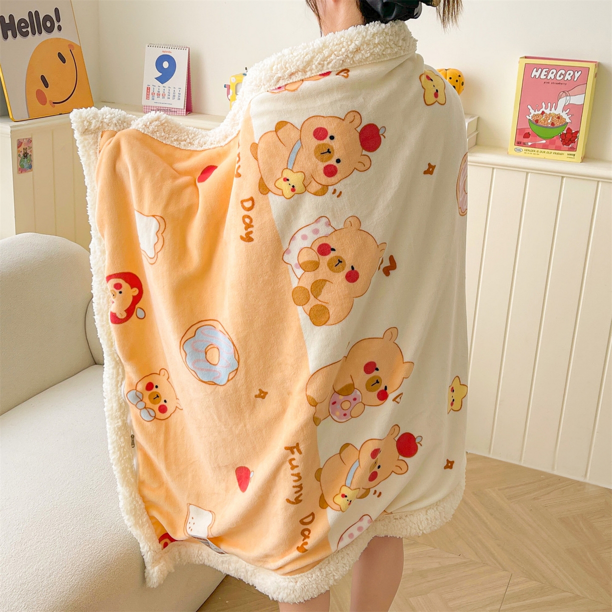 91家纺网 家纺一手货源 找家纺 （总）雯豆家纺 2025新款双面暖绒多功能被套毯盖毯毯子