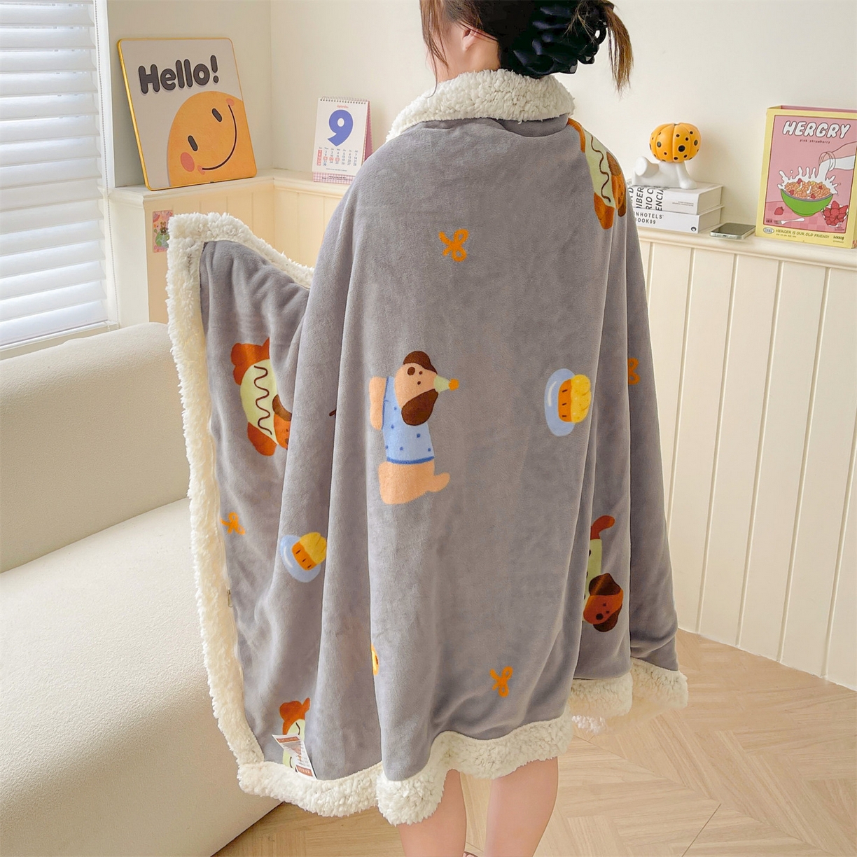 91家纺网 家纺一手货源 找家纺 （总）雯豆家纺 2025新款双面暖绒多功能被套毯盖毯毯子