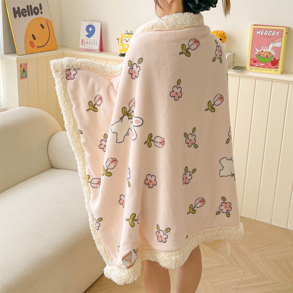 91家纺网 家纺一手货源 找家纺 （总）雯豆家纺 2025新款双面暖绒多功能被套毯盖毯毯子