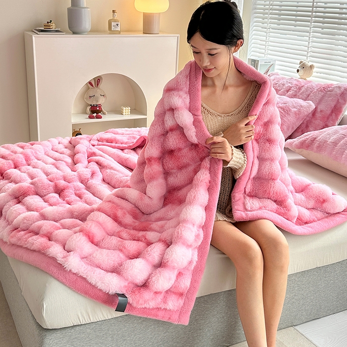 91家纺网 家纺一手货源 找家纺 （总）栩裕纺织 2025新款双面波斯绒罗马柱毛毯