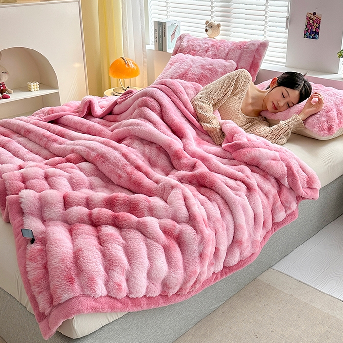 91家纺网 家纺一手货源 找家纺 （总）栩裕纺织 2025新款双面波斯绒罗马柱毛毯