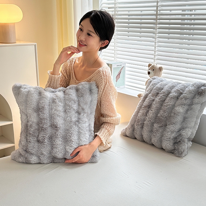 91家纺网 家纺一手货源 找家纺 栩裕纺织 2025新款双面波斯绒罗马柱毛毯 炫彩灰