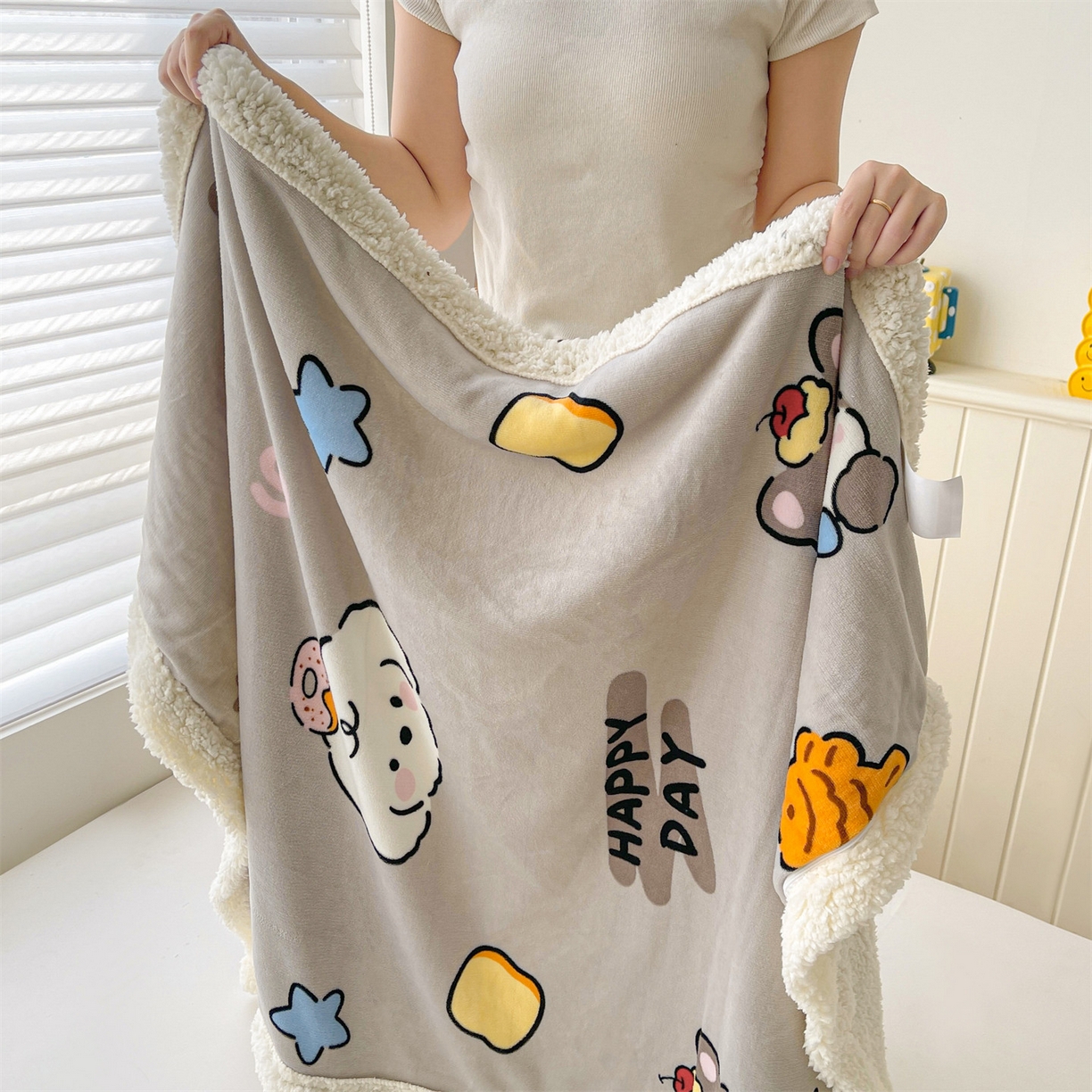 91家纺网 家纺一手货源 找家纺 雯豆家纺 2025新款双面暖绒多功能被套毯盖毯毯子 假日小狗