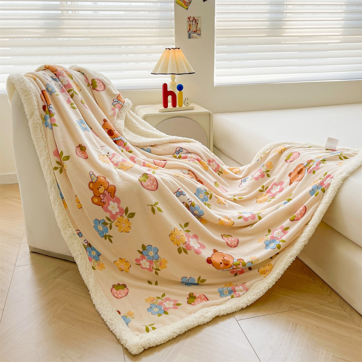 91家纺网 家纺一手货源 找家纺 雯豆家纺 2025新款双面暖绒多功能被套毯盖毯毯子 彩色萌宠