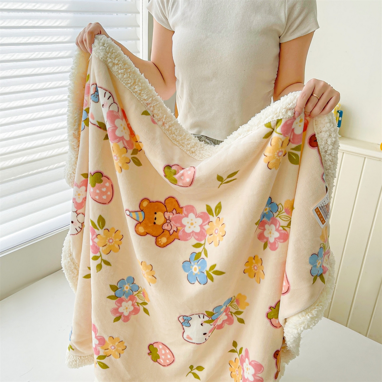 91家纺网 家纺一手货源 找家纺 雯豆家纺 2025新款双面暖绒多功能被套毯盖毯毯子 彩色萌宠