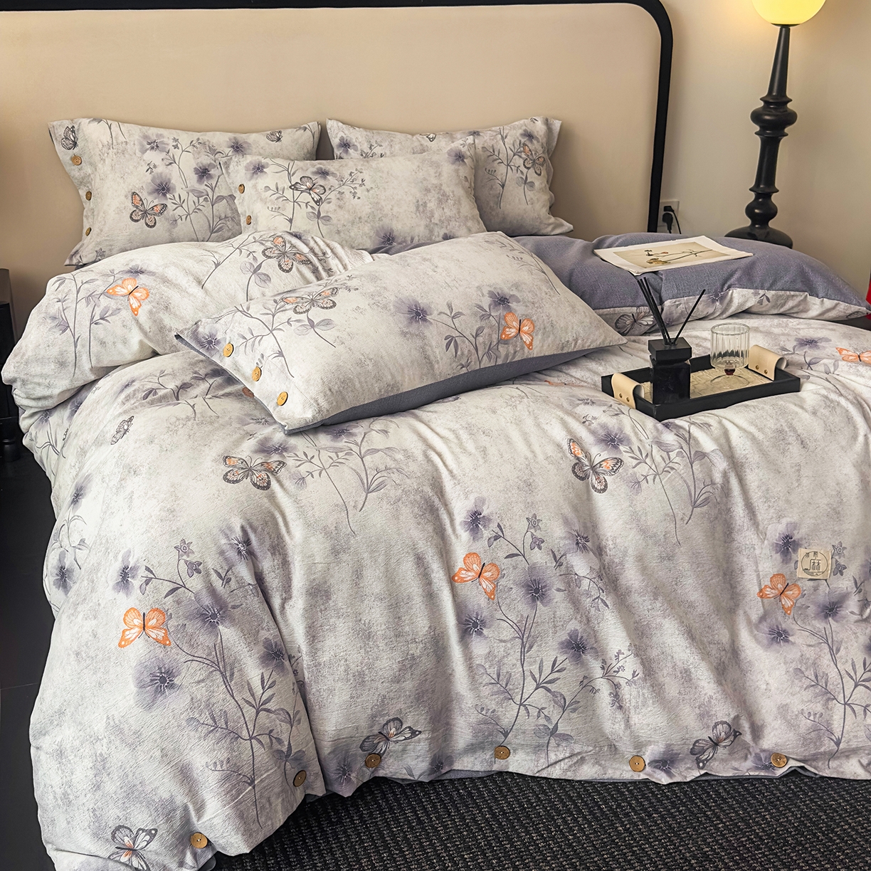 91家纺网 家纺一手货源 找家纺 （总）禧多家纺 2025新款提花原柔麻四件套纽扣款