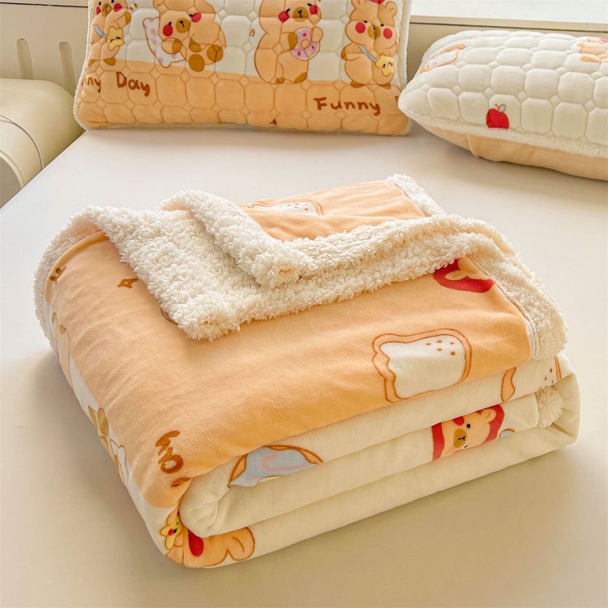 91家纺网 家纺一手货源 找家纺 雯豆家纺 2025新款双面暖绒多功能被套毯盖毯毯子 欢乐聚会