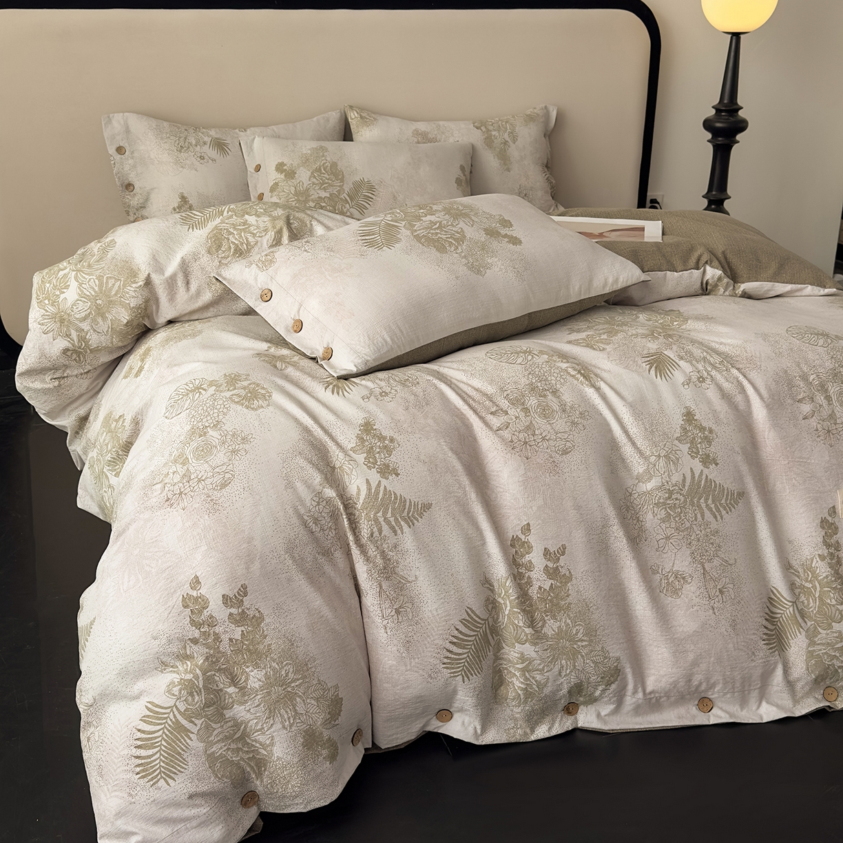 91家纺网 家纺一手货源 找家纺 （总）禧多家纺 2025新款提花原柔麻四件套纽扣款