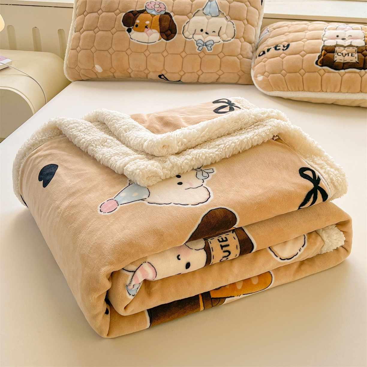 91家纺网 家纺一手货源 找家纺 雯豆家纺 2025新款双面暖绒多功能被套毯盖毯毯子 狂欢派对