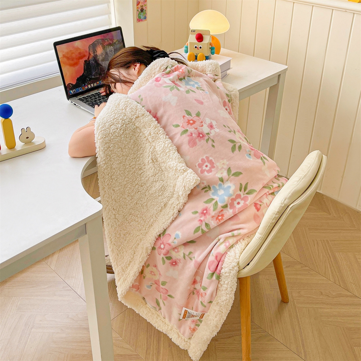 91家纺网 家纺一手货源 找家纺 雯豆家纺 2025新款双面暖绒多功能被套毯盖毯毯子 莱茵