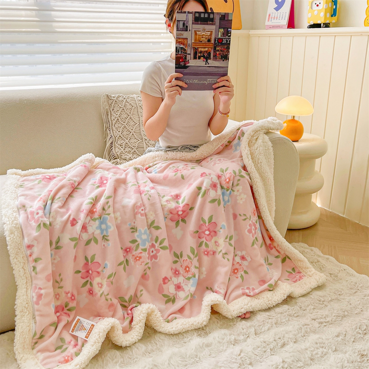 91家纺网 家纺一手货源 找家纺 雯豆家纺 2025新款双面暖绒多功能被套毯盖毯毯子 莱茵