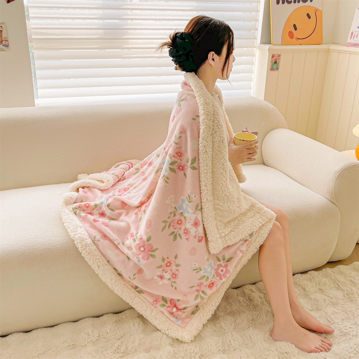 91家纺网 家纺一手货源 找家纺 雯豆家纺 2025新款双面暖绒多功能被套毯盖毯毯子 莱茵