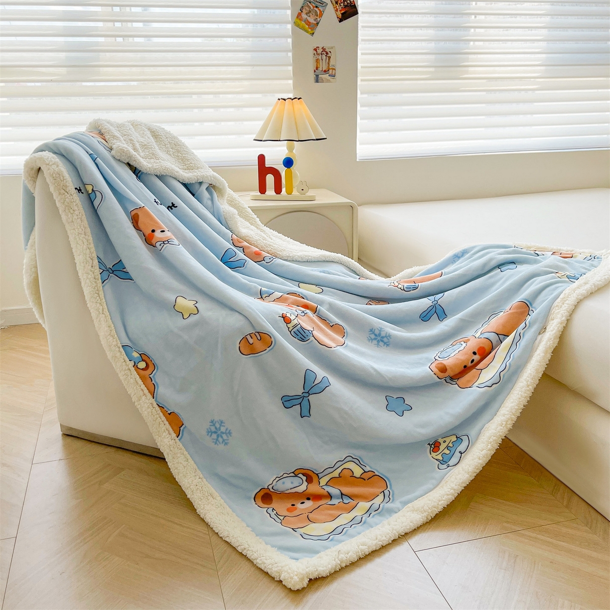 91家纺网 家纺一手货源 找家纺 雯豆家纺 2025新款双面暖绒多功能被套毯盖毯毯子 趴趴熊