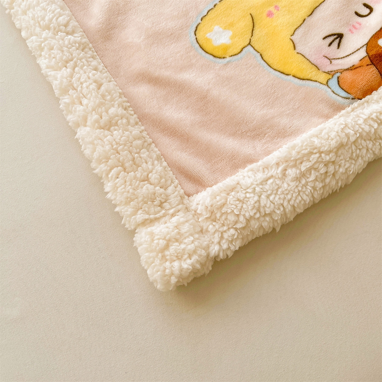 91家纺网 家纺一手货源 找家纺 雯豆家纺 2025新款双面暖绒多功能被套毯盖毯毯子 甜心布布