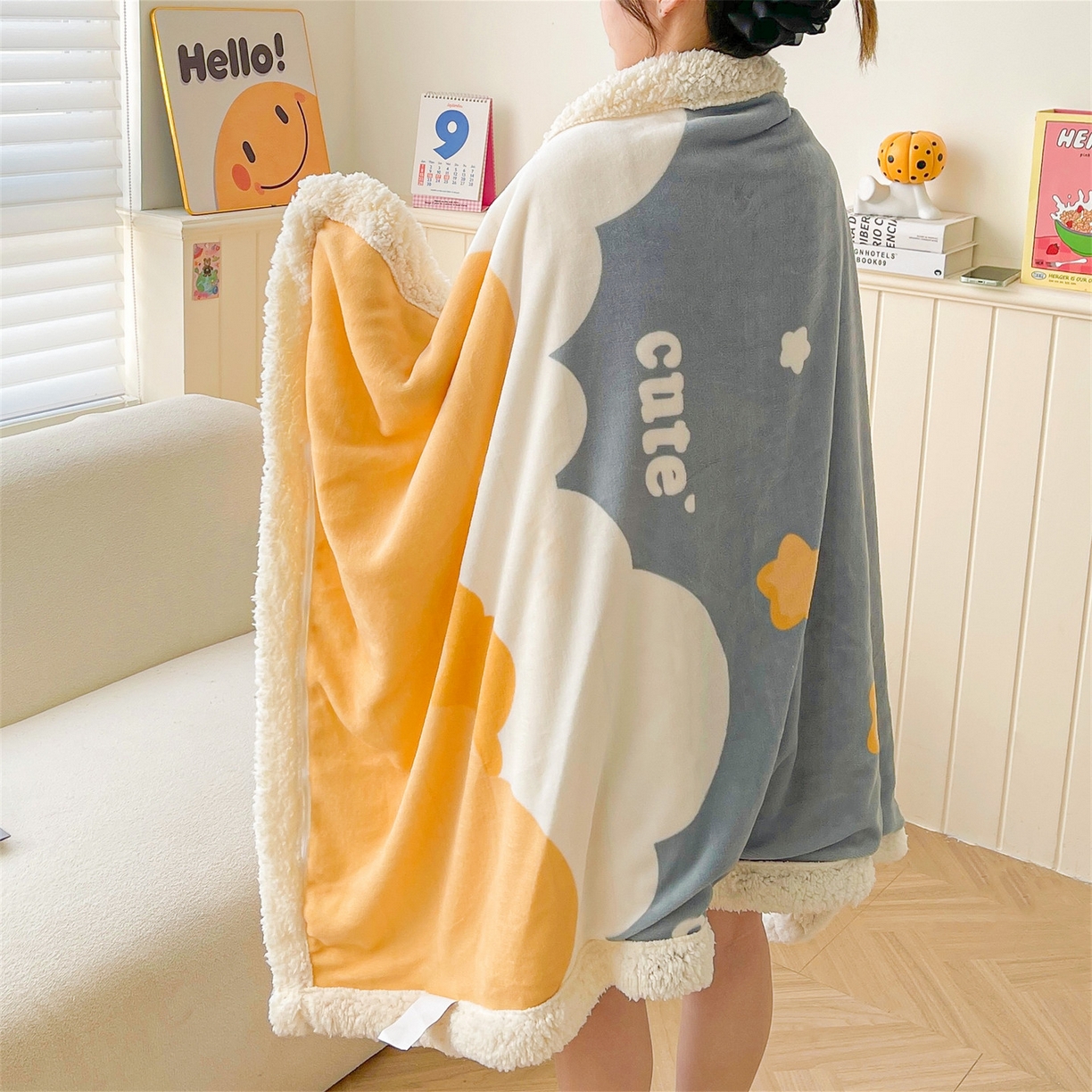 雯豆家纺 2025新款双面暖绒多功能被套毯盖毯毯子 筑梦星空