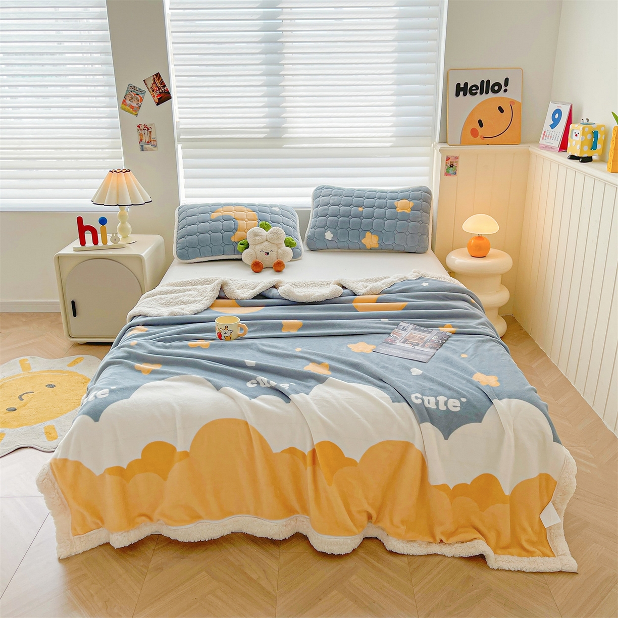 91家纺网 家纺一手货源 找家纺 雯豆家纺 2025新款双面暖绒多功能被套毯盖毯毯子 筑梦星空