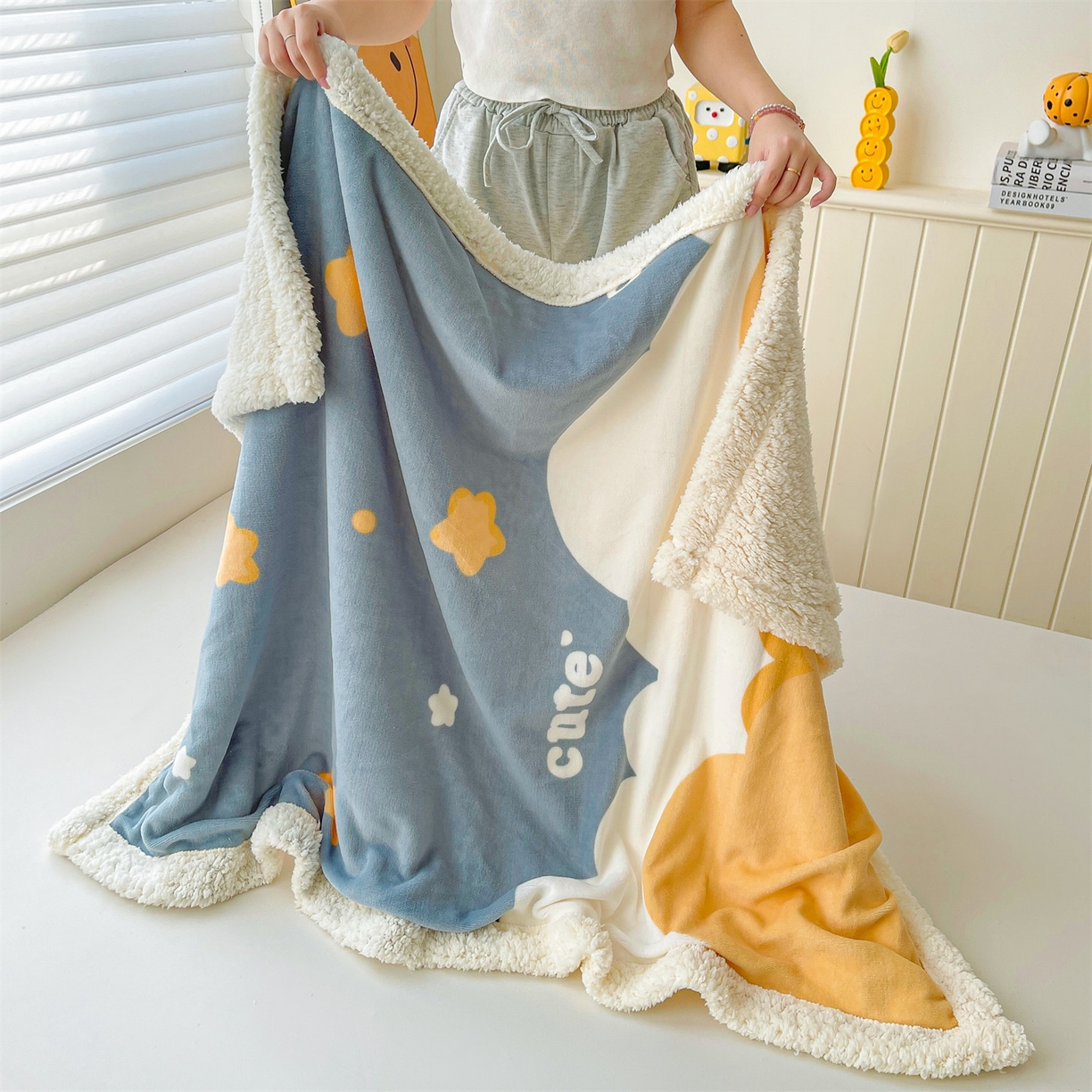 91家纺网 家纺一手货源 找家纺 雯豆家纺 2025新款双面暖绒多功能被套毯盖毯毯子 筑梦星空