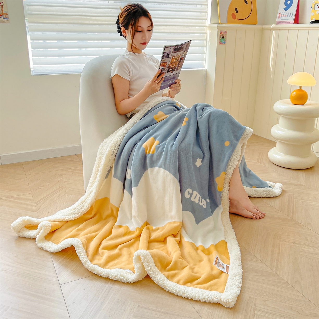 91家纺网 家纺一手货源 找家纺 雯豆家纺 2025新款双面暖绒多功能被套毯盖毯毯子 筑梦星空