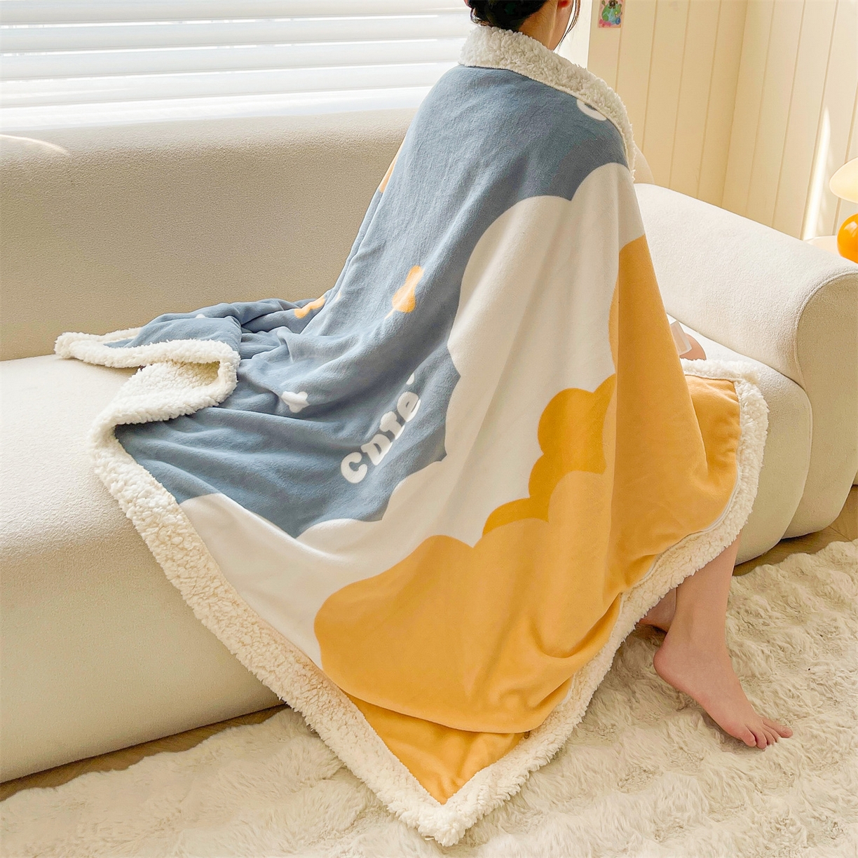 91家纺网 家纺一手货源 找家纺 雯豆家纺 2025新款双面暖绒多功能被套毯盖毯毯子 筑梦星空