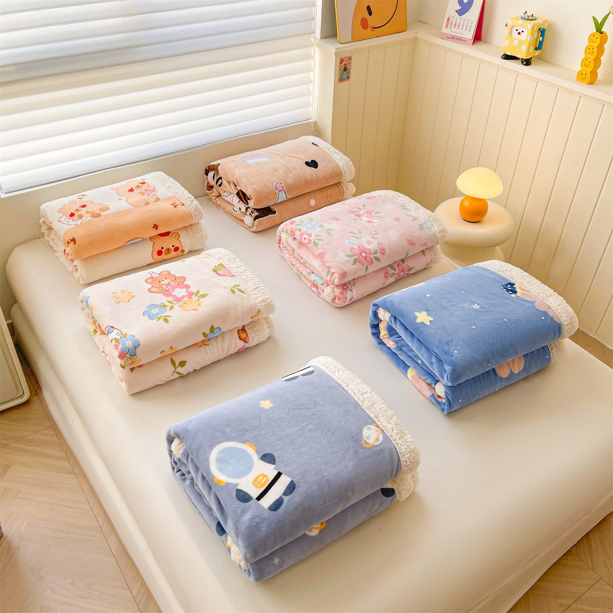 91家纺网 家纺一手货源 找家纺 雯豆家纺 2025新款双面暖绒多功能被套毯盖毯毯子 组合图仅供展示不可下单