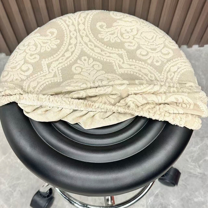 91家纺网 家纺一手货源 找家纺 逐日沙发套 2025新款提花绒针织款圆凳套-欧艺 欧艺-卡其