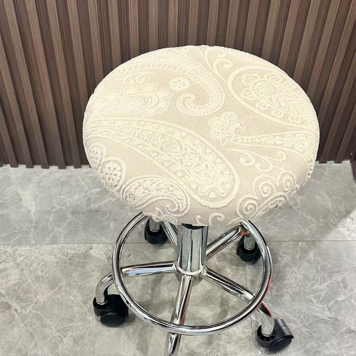 91家纺网 家纺一手货源 找家纺 逐日沙发套 2025新款提花绒针织款圆凳套-古罗 古罗-卡其