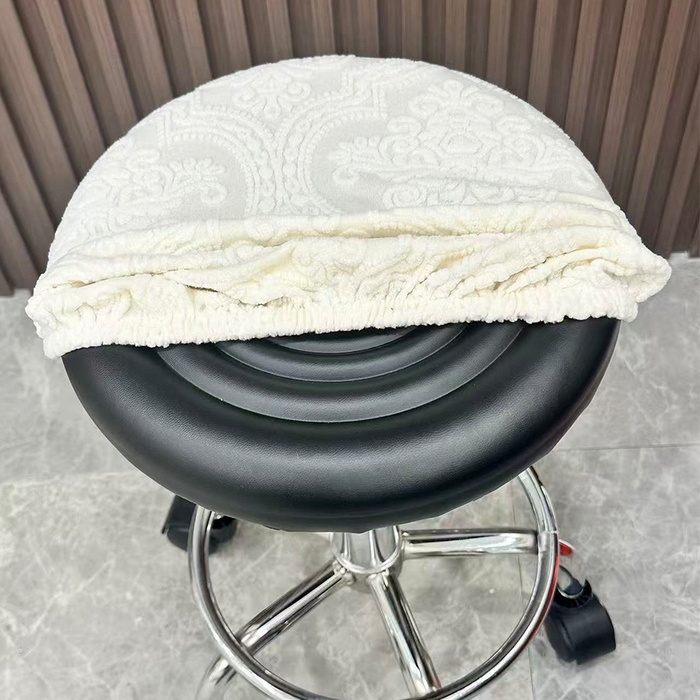 91家纺网 家纺一手货源 找家纺 逐日沙发套 2025新款提花绒针织款圆凳套-欧艺 欧艺-米白