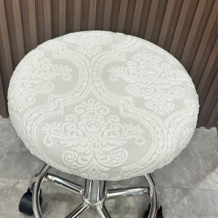 91家纺网 家纺一手货源 找家纺 逐日沙发套 2025新款提花绒针织款圆凳套-欧艺 欧艺-米白