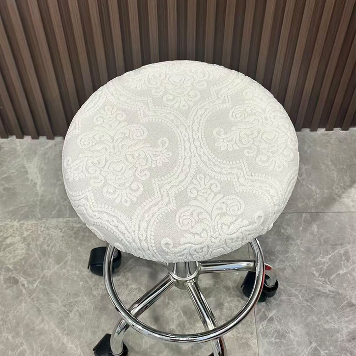 91家纺网 家纺一手货源 找家纺 逐日沙发套 2025新款提花绒针织款圆凳套-欧艺 欧艺-米白