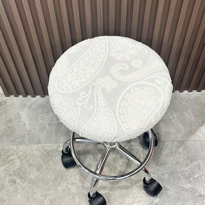 91家纺网 家纺一手货源 找家纺 逐日沙发套 2025新款提花绒针织款圆凳套-古罗 古罗-米白