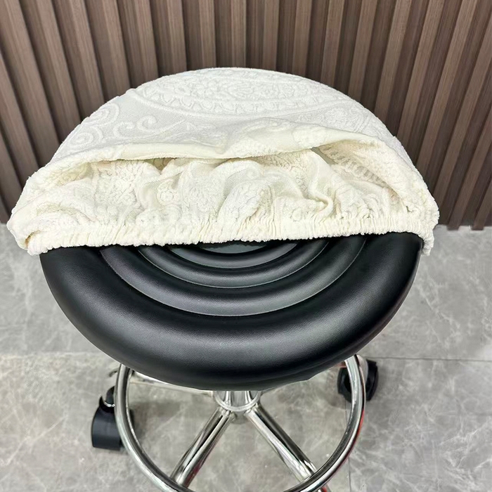 91家纺网 家纺一手货源 找家纺 逐日沙发套 2025新款提花绒针织款圆凳套-古罗 古罗-米白