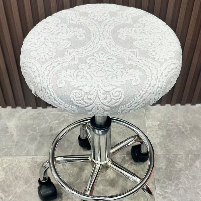 91家纺网 家纺一手货源 找家纺 逐日沙发套 2025新款提花绒针织款圆凳套-欧艺 欧艺-浅灰