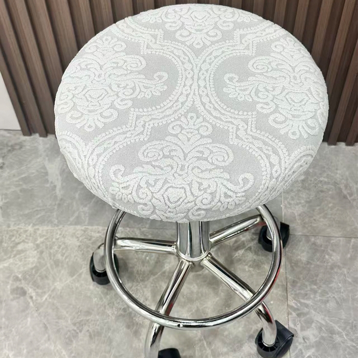 91家纺网 家纺一手货源 找家纺 逐日沙发套 2025新款提花绒针织款圆凳套-欧艺 欧艺-浅灰