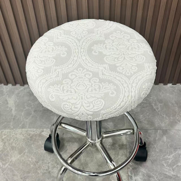 91家纺网 家纺一手货源 找家纺 逐日沙发套 2025新款提花绒针织款圆凳套-欧艺 欧艺-浅灰