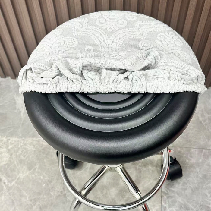 91家纺网 家纺一手货源 找家纺 逐日沙发套 2025新款提花绒针织款圆凳套-欧艺 欧艺-浅灰