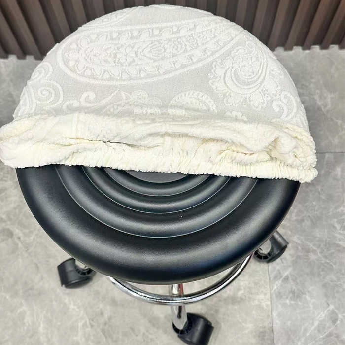 91家纺网 家纺一手货源 找家纺 逐日沙发套 2025新款提花绒针织款圆凳套-古罗 古罗-米白