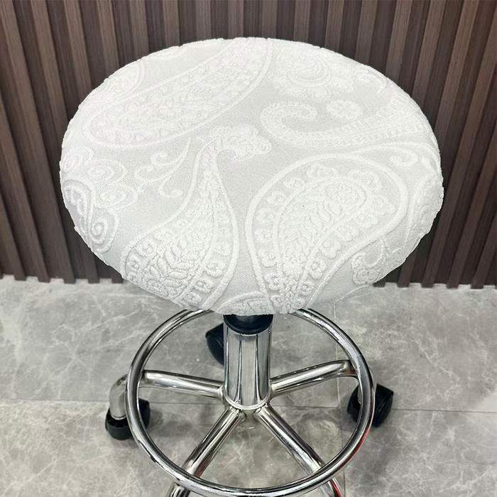 91家纺网 家纺一手货源 找家纺 逐日沙发套 2025新款提花绒针织款圆凳套-古罗 古罗-米白