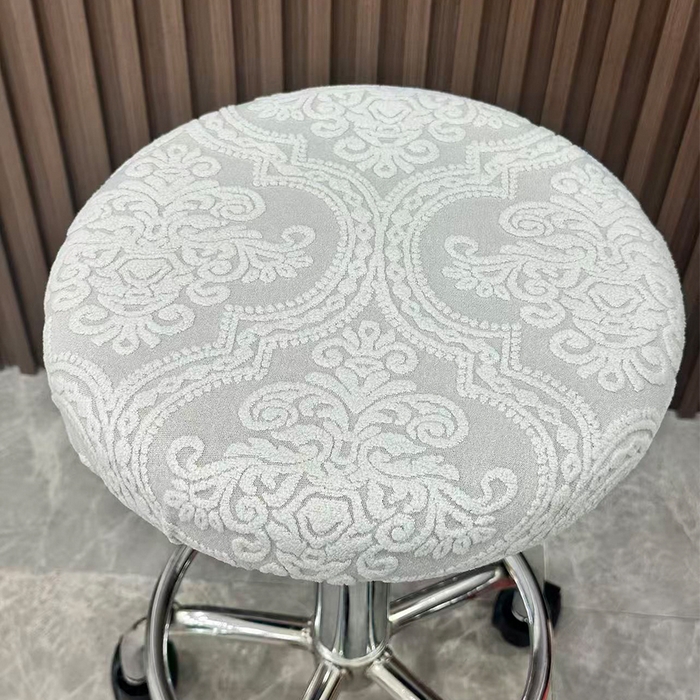 91家纺网 家纺一手货源 找家纺 逐日沙发套 2025新款提花绒针织款圆凳套-欧艺 欧艺-浅灰