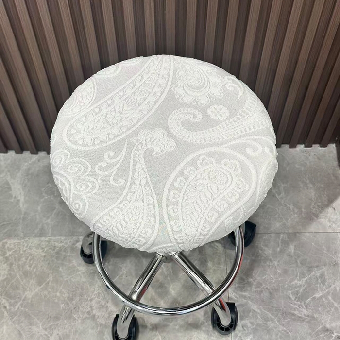 91家纺网 家纺一手货源 找家纺 逐日沙发套 2025新款提花绒针织款圆凳套-古罗 古罗-米白