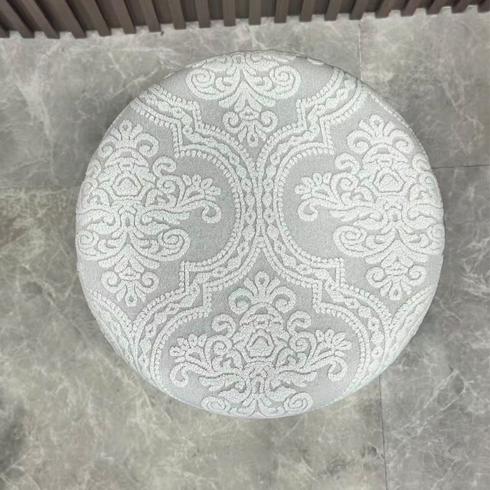 91家纺网 家纺一手货源 找家纺 逐日沙发套 2025新款提花绒针织款圆凳套-欧艺 欧艺-浅灰