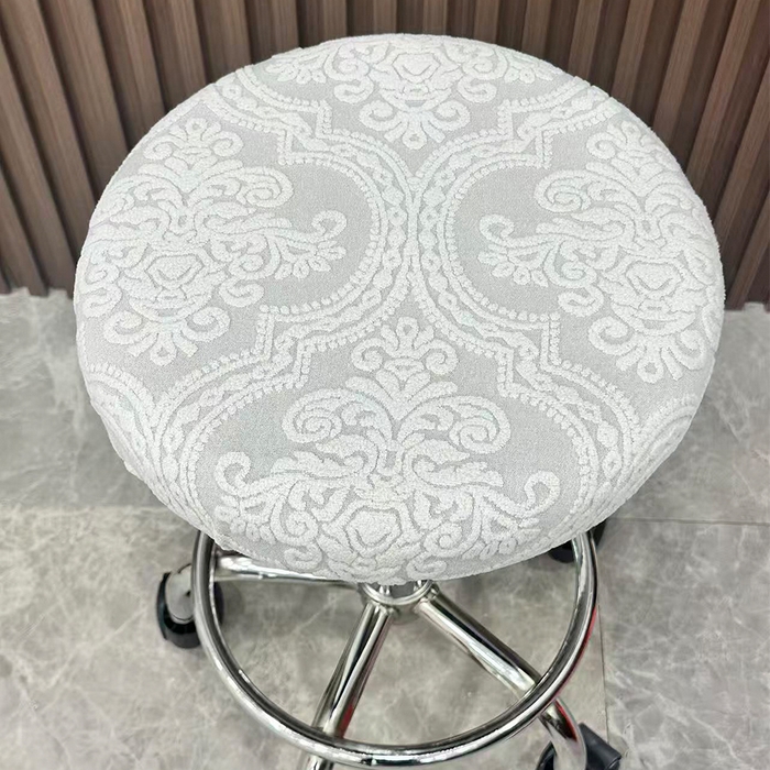 91家纺网 家纺一手货源 找家纺 逐日沙发套 2025新款提花绒针织款圆凳套-欧艺 欧艺-浅灰