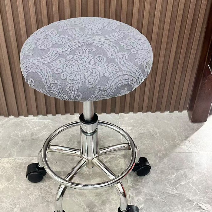 91家纺网 家纺一手货源 找家纺 逐日沙发套 2025新款提花绒针织款圆凳套-欧艺 欧艺-深灰