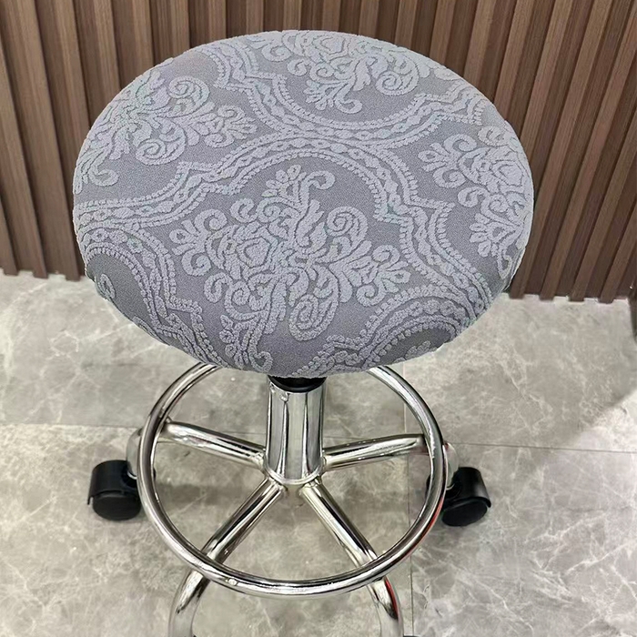 91家纺网 家纺一手货源 找家纺 逐日沙发套 2025新款提花绒针织款圆凳套-欧艺 欧艺-深灰