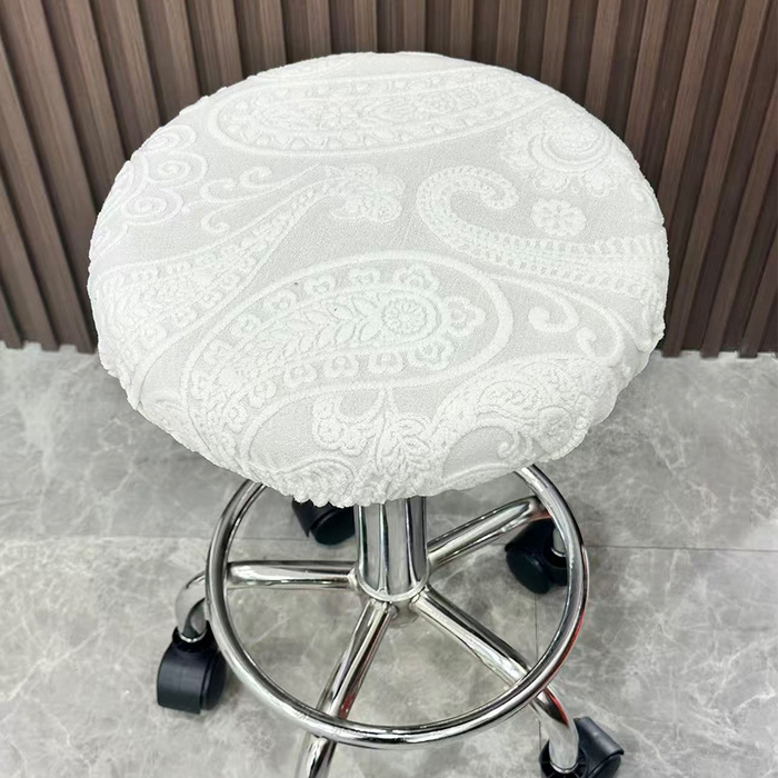 91家纺网 家纺一手货源 找家纺 逐日沙发套 2025新款提花绒针织款圆凳套-古罗 古罗-浅灰