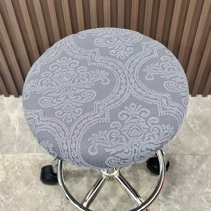 91家纺网 家纺一手货源 找家纺 逐日沙发套 2025新款提花绒针织款圆凳套-欧艺 欧艺-深灰