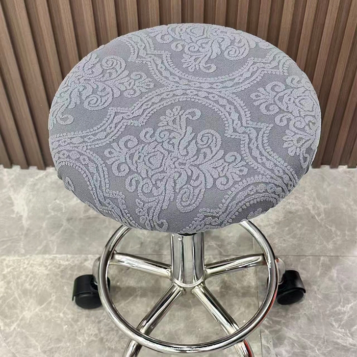 91家纺网 家纺一手货源 找家纺 逐日沙发套 2025新款提花绒针织款圆凳套-欧艺 欧艺-深灰