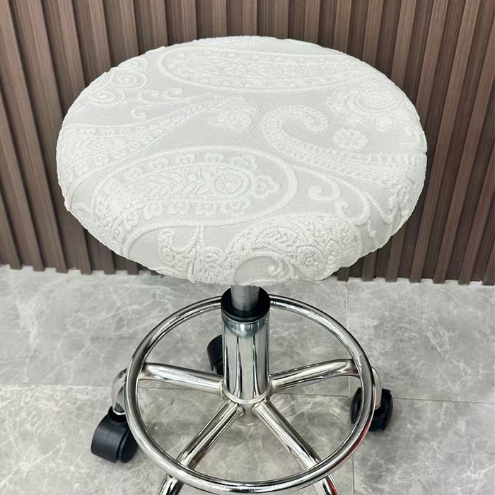 91家纺网 家纺一手货源 找家纺 逐日沙发套 2025新款提花绒针织款圆凳套-古罗 古罗-浅灰